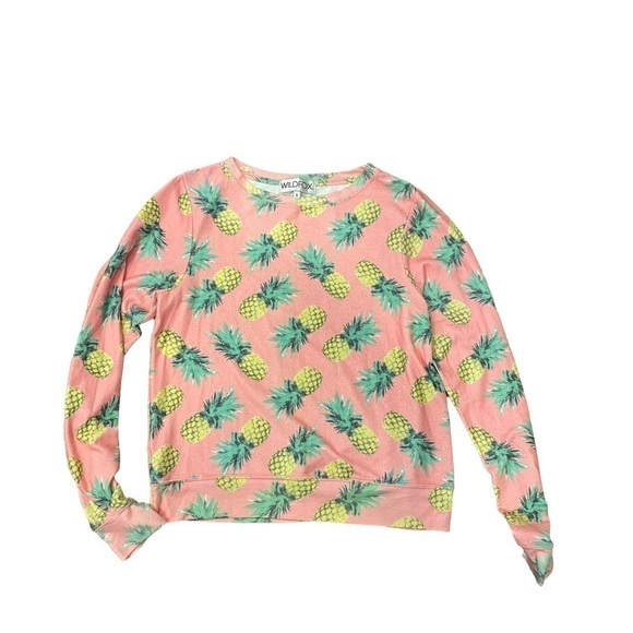 Wildfox Pineapple Palace preppy pink sweatshirt S - Picture 3 of 3